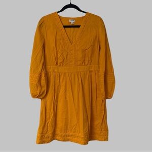 J. Crew 100% Cotton V-Neck Orange Dress
